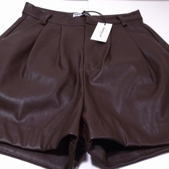 Nonchalant Label Shae Vegan Leather Shorts Brown Sz XS NWT 298 - Picture 2 of 14